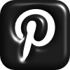 Pinterest Icon, 3D, Black