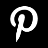 Pinterest P Icon, White on Black