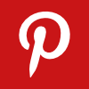 Pinterest P Icon, White on Red