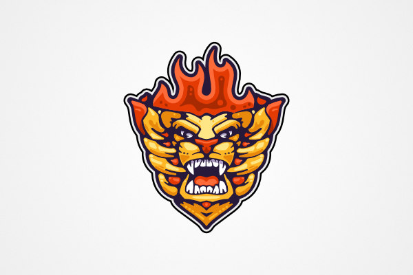 Detailed Fire Lion Logo