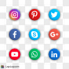 Social Media Buttons, 3D