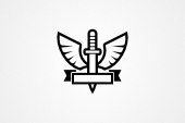 PSD Logo: Winged Sword Logo