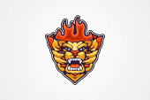 PSD Logo: Detailed Fire Lion Logo