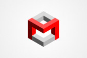 PSD Logo: Isometric Letter M Logo